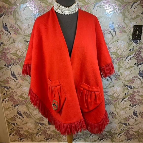 Other - Vintage orange fringe shawl
